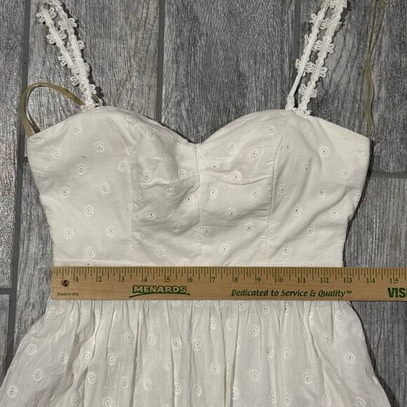 Speeckless Eyelet Lace Sundress Sz 5 White Fit & Flare Sweetheart Neck Babydoll - Picture 12 of 13